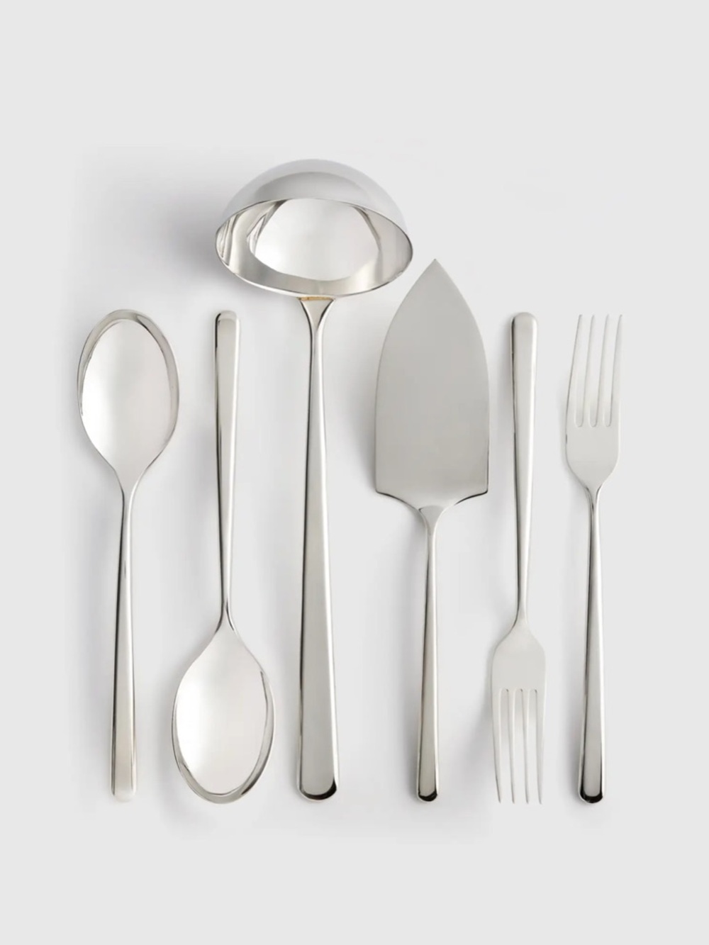 QUINCE NIB Gia Minimalist 6 Piece Serving Utensil Set Polished Stainless Steel